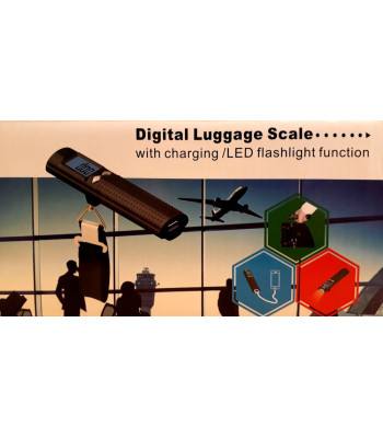 Bagagevægt med powerbank og lygte - HVID