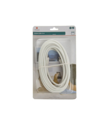 Triax - Antennekabel - IEC-forbindelse han til IEC-forbindelse hun - 10 m - dobbelt afskærmet koaksial - hvid