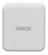Sinox iMedia 230V dobbelt USB oplader. USB A 2,4A + USB C 3,0A. Hvid