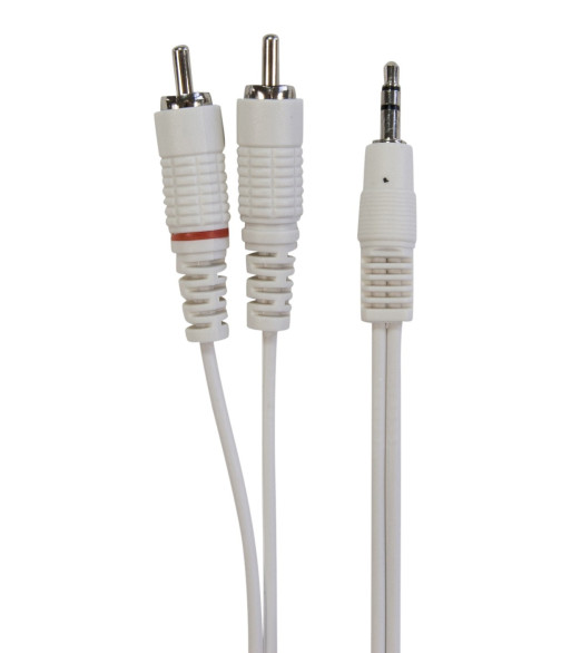 Connectech 3,5mm mini jack til phono kabel. 3m. Hvid