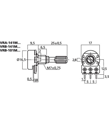 Potmt log 10KOhm - VRA-141M10 MONACOR