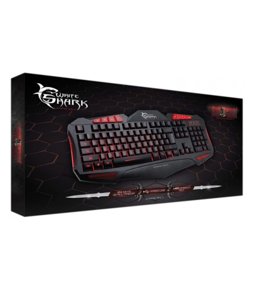 White Shark GK-1621R gamertastatur - RØD/SORT