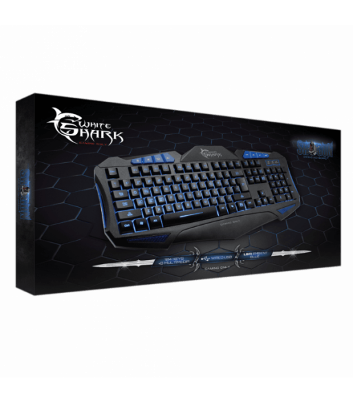 White Shark GK-1621B gamertastatur - BLÅ/SORT