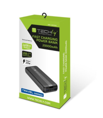 Techly I-CHARGE-2000020W powerbank med 20.000 mAh
