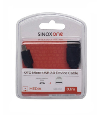 Sinox One USB Micro OTG adapter. 0,1m. Sort