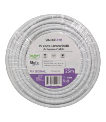 Sinox One antennekabel. 25m. Hvid. YouSee & Stofa godkendt