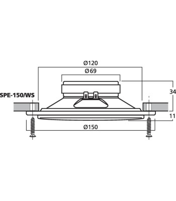 Indbygningshøjttaler - SPE-150/WS MONACOR