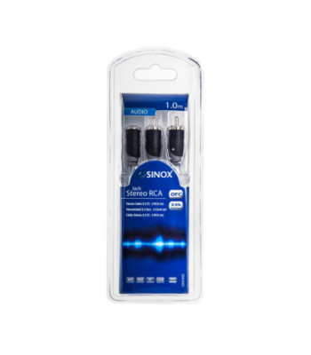 Sinox 3,5mm mini jack til phono kabel. 1m. Grå/sort