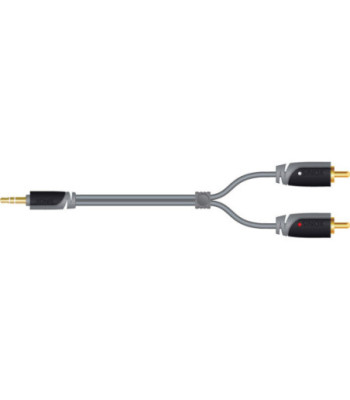 5mm mini jack til phono kabel. 10m. Grå/sort