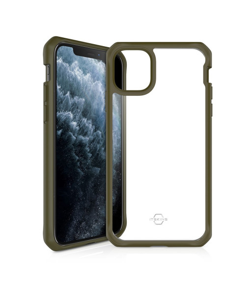 ITSKINS HYBRID SOLID cover til iPhone 11 Pro Max / XS Max®. Olivengrøn og gennemsigtig