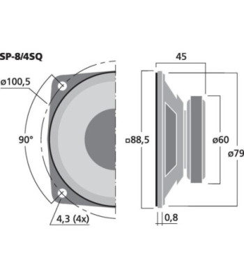 Højttaler - SP-8/4SQ MONACOR