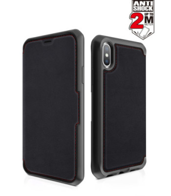 ITSKINS HYBRID FOLIO cover til iPhone XS Max®. Sort og rød med genanvendt læder