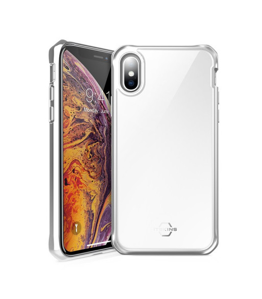 ITSKINS HYBRID GLASS cover til iPhone XS Max®. Sølv