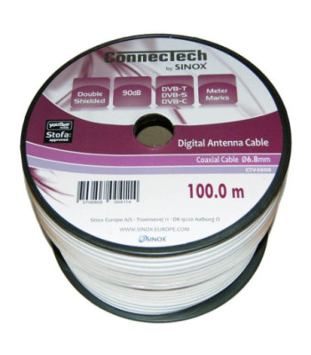 Sinox One antennekabel. 100m. Hvid. YouSee & Stofa godkendt