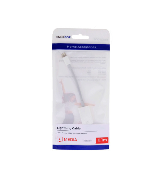 Sinox One Lightning til USB A adapter. 0,15m. Hvid