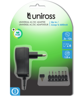 Uniross universal strømforsyning 0,6A