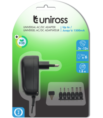 Uniross universal strømforsyning 1,5A