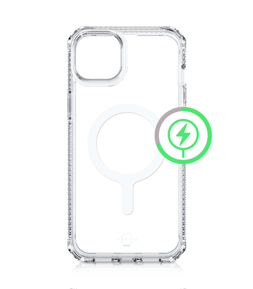 ITSKINS HYBRID MAGSAFE CLEAR cover til iPhone 14 Plus®. Gennemsigtig