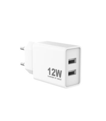 Sinox PRO 230V 2xUSB-A oplader 12W. Hvid