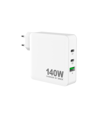 Sinox PRO 230V 2xUSB-C 1xUSB-A oplader 140W. Hvid
