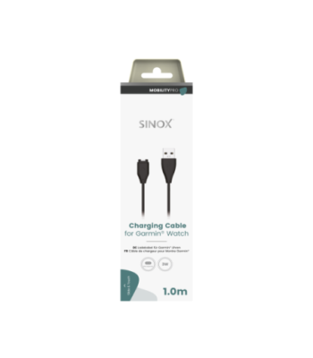 Sinox PRO ladekabel til GARMIN® Watch. 1m. Sort