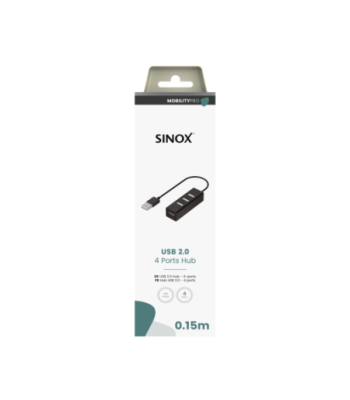 Sinox PRO USB 2.0 4-port. 0,15m. Sort