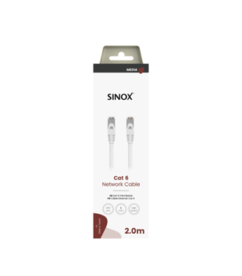 Sinox Cat6e kabel. 2m. Hvid