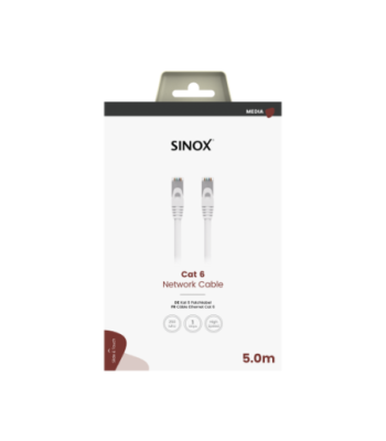 Sinox Cat6e kabel. 5m. Hvid