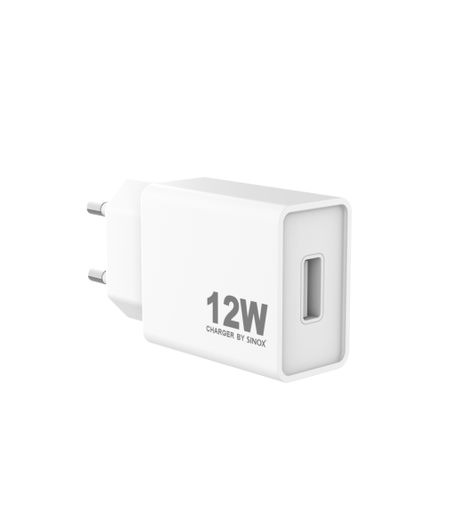 Sinox 230V USB-A oplader 12W. Hvid