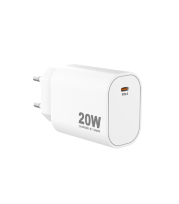 Sinox 230V USB-C PD oplader 20W. Hvid