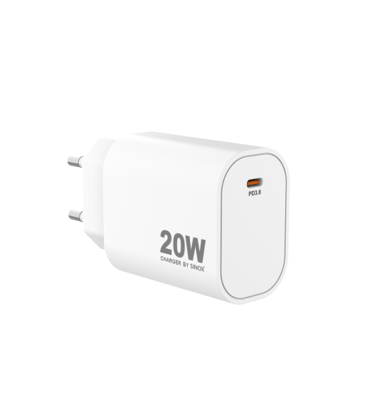 Sinox 230V USB-C PD oplader 20W. Hvid