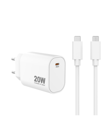 Sinox PRO 230V USB-C PD oplader 20W m/USB-C kabel. Hvid