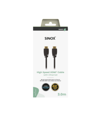 Sinox HDMI kabel 4K60Hz+E. 3m. Sort