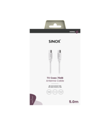 Sinox antennekabel. 5m. Hvid