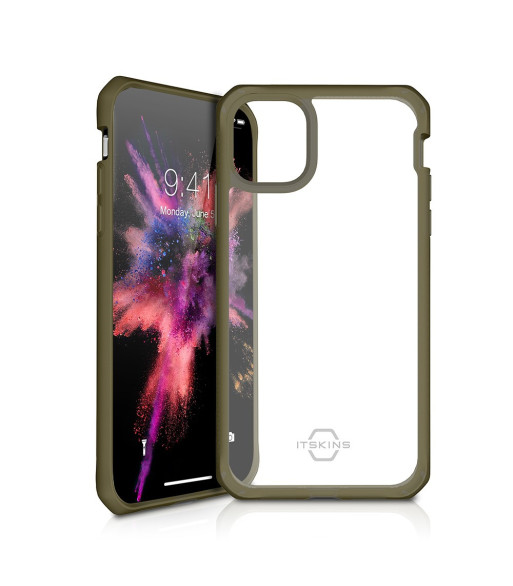 ITSKINS HYBRID SOLID cover til iPhone 11 Pro / XS / X®. Olivengrøn og gennemsigtig
