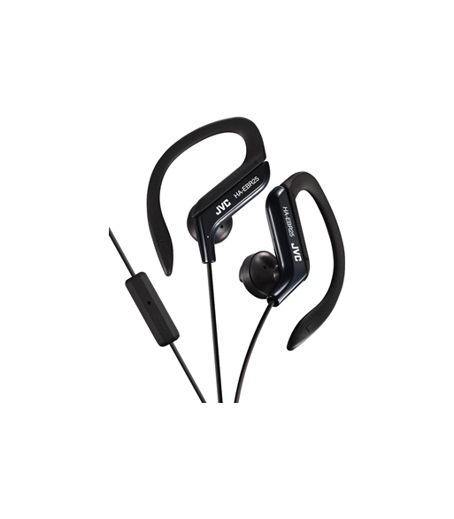 JVC ear clip høretelefoner til sport med fjernbetjening og mikrofon. Sort