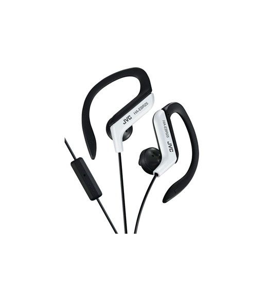 JVC ear clip høretelefoner til sport med fjernbetjening og mikrofon. Hvid