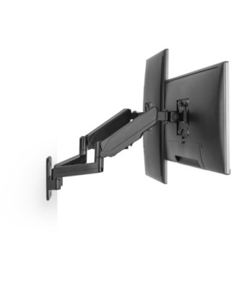 Sinox Office dobbelt skærm vægbeslag med gasspring. Op til 32". Sort