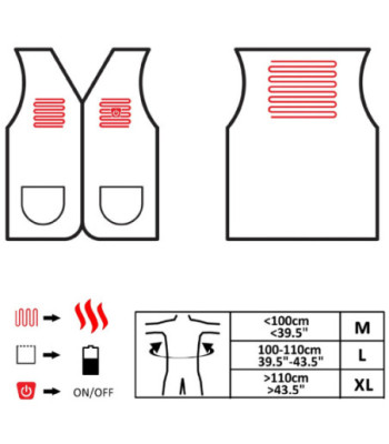 Glovii opvarmet fleecevest XXL. Sort