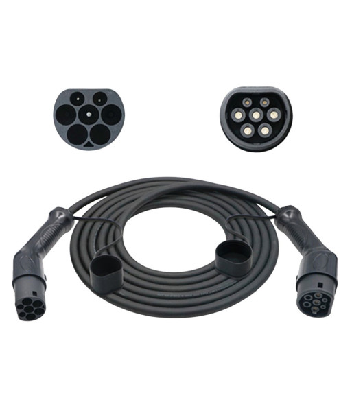Sinox EV ladekabel mode 3. 32A 1 fase. 5m. Sort