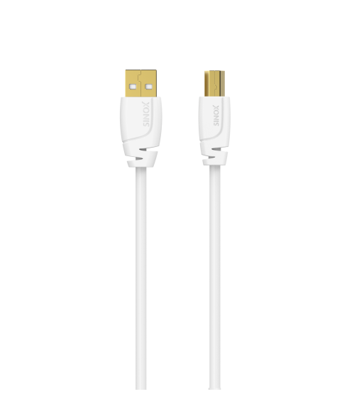 Sinox USB 2.0 printerkabel. 3m. Hvid