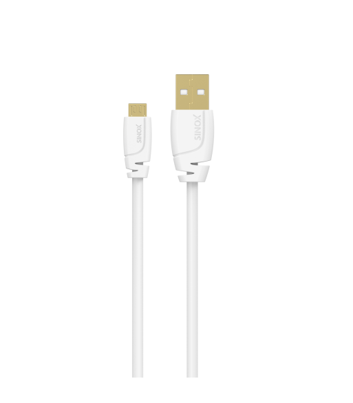 Sinox Micro USB kabel. 0,75m. Hvid