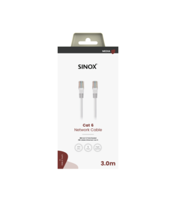 Sinox Cat6e kabel. 3m. Hvid