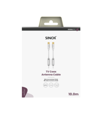 Sinox PRO antennekabel. YouSee & Stofa godkendt. 10m. Hvid
