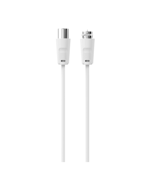Sinox antennekabel m/Coax og F-stik. 2m. Hvid