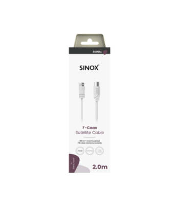 Sinox antennekabel m/Coax og F-stik. 2m. Hvid