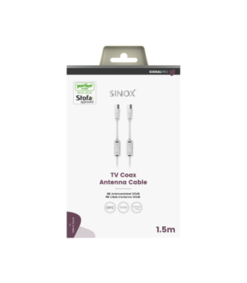 Sinox PRO antennekabel. YouSee & Stofa godkendt. 1,5m. Hvid