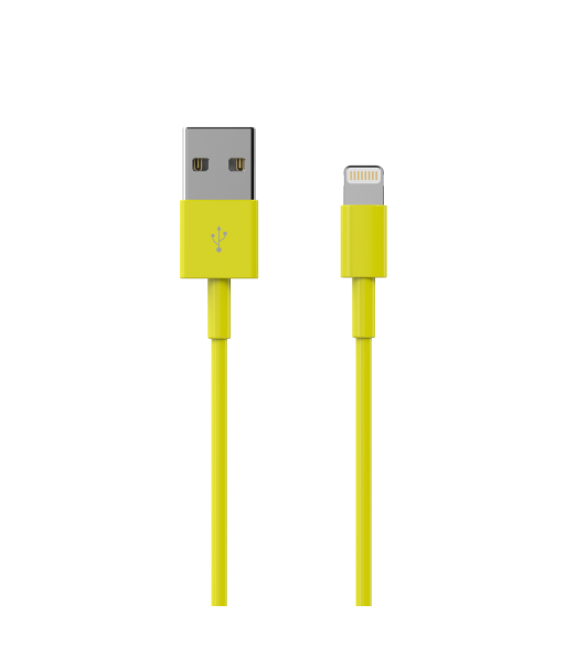 Sinox Lightning kabel. 2m. Gul