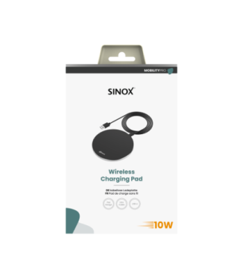 Sinox PRO trådløs 10W opladerplade. 1m. Sort