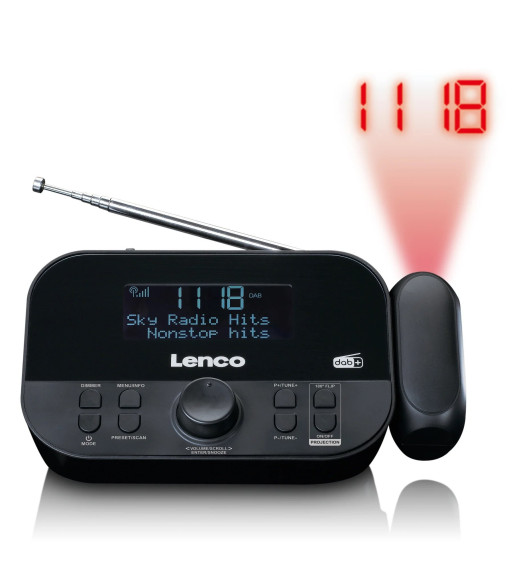 LENCO CR-615BK CLOCKRADIO MED DAB+ OG PROJEKTION